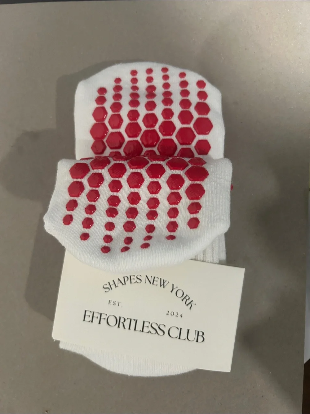 White Grip Socks with Red Heart Details